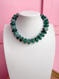 LOVE LEMON LANE | Chunky Marbled Rondelle Necklace - Kelly Green