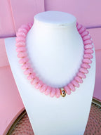LOVE LEMON LANE | Round Disc Beaded Necklace - 20mm - Light Pink