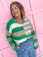 Cozy Lines Sweater - Kelly Green