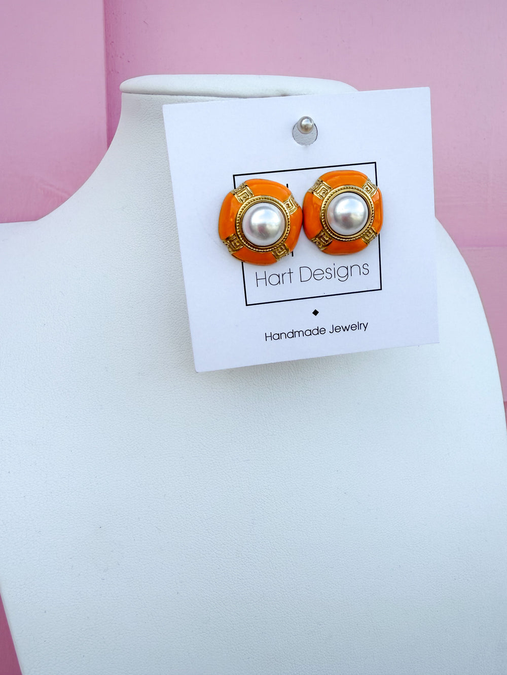 Hart Designs | Pearl & Greek Key Stud Earrings