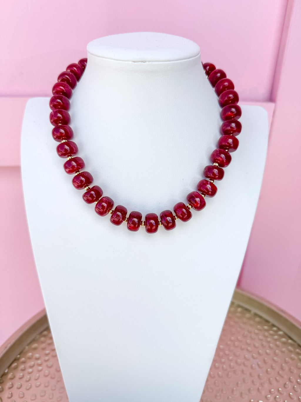 LOVE LEMON LANE | Classic Beaded Necklace - 15mm - Burgundy