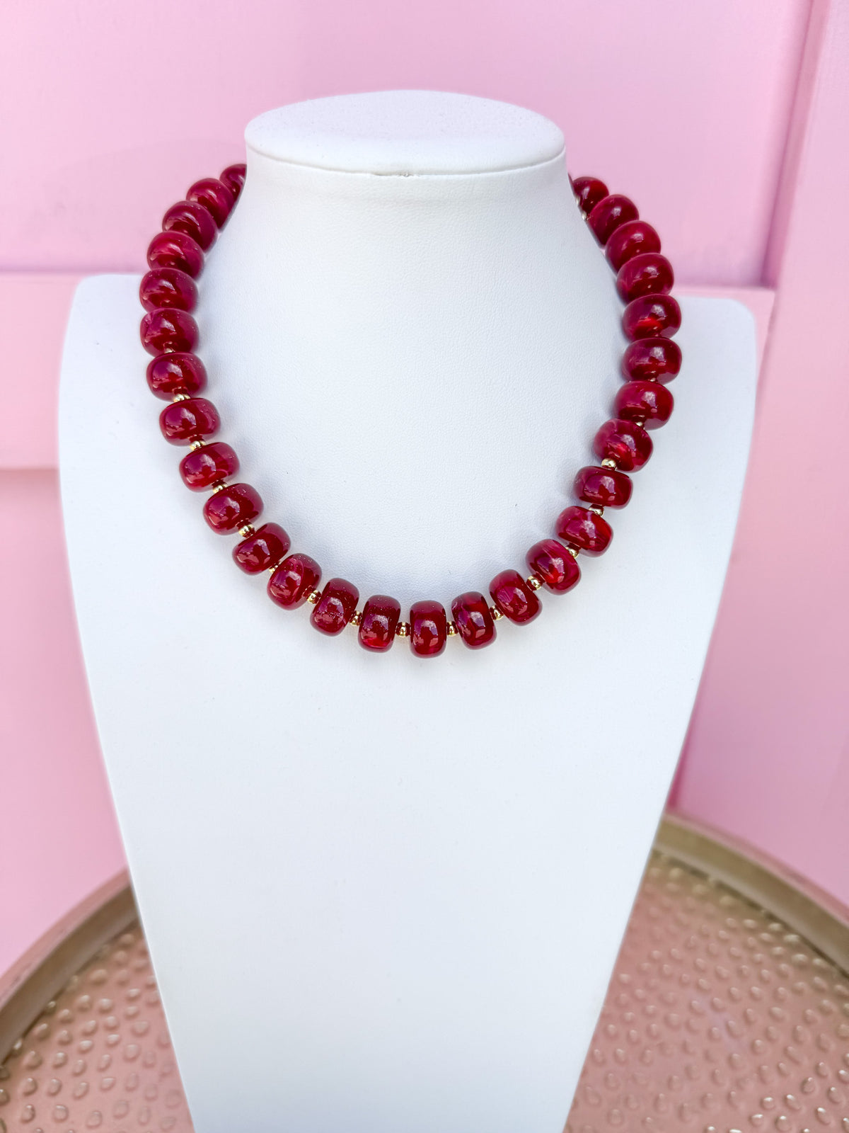 LOVE LEMON LANE | Classic Beaded Necklace - 15mm - Burgundy