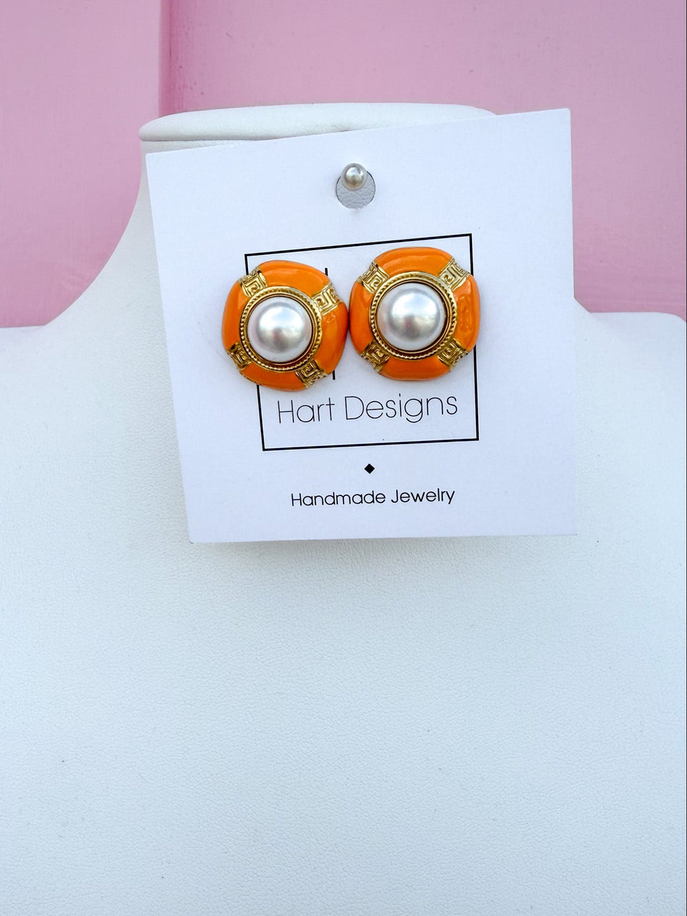 Hart Designs | Pearl & Greek Key Stud Earrings