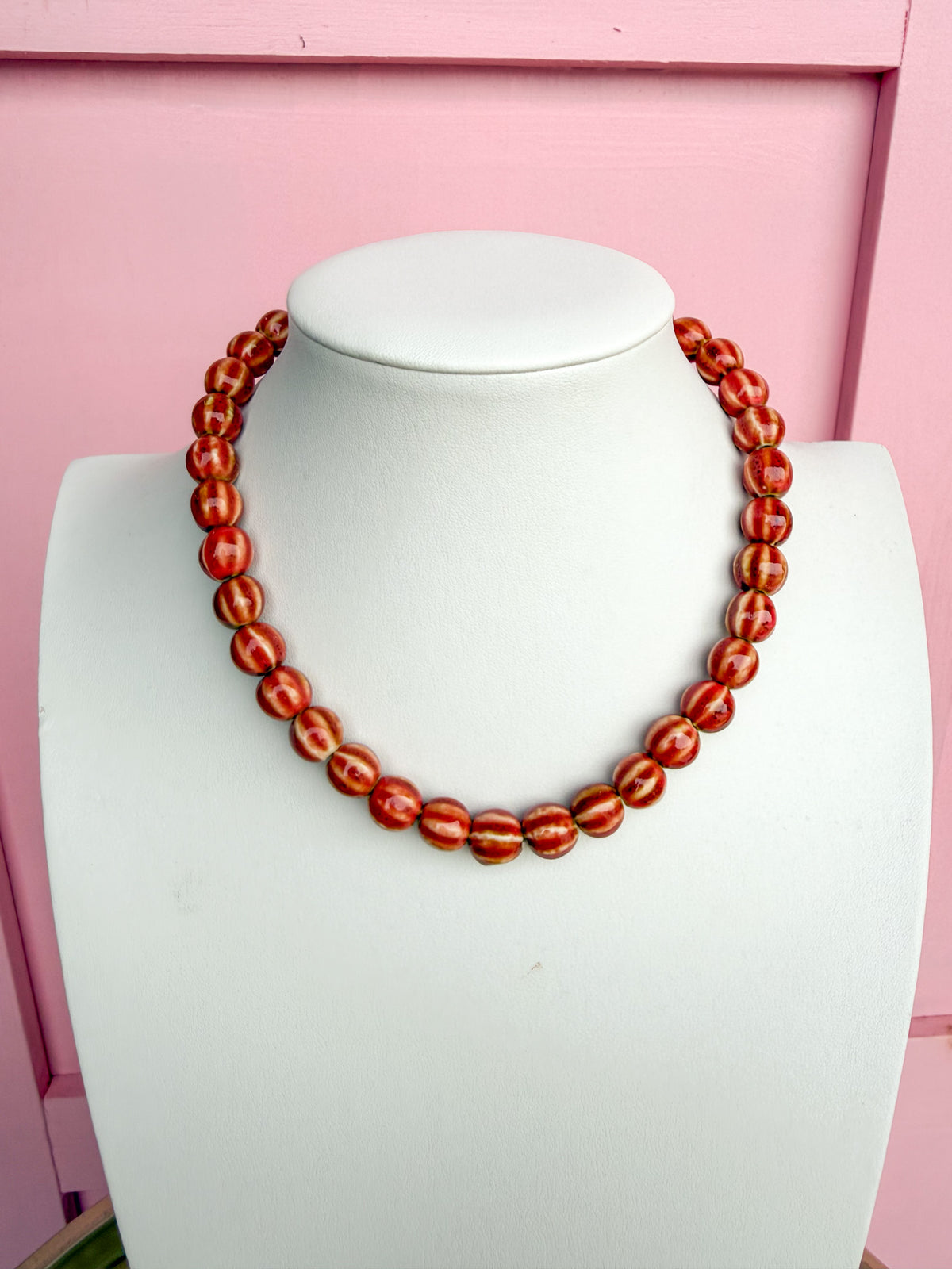 LOVE LEMON LANE | Glazed Ceramic Bead Necklace - Burnt Orange