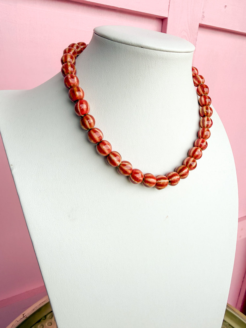 LOVE LEMON LANE | Glazed Ceramic Bead Necklace - Burnt Orange
