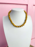 LOVE LEMON LANE | Glazed Ceramic Bead Necklace - Mustard Yellow