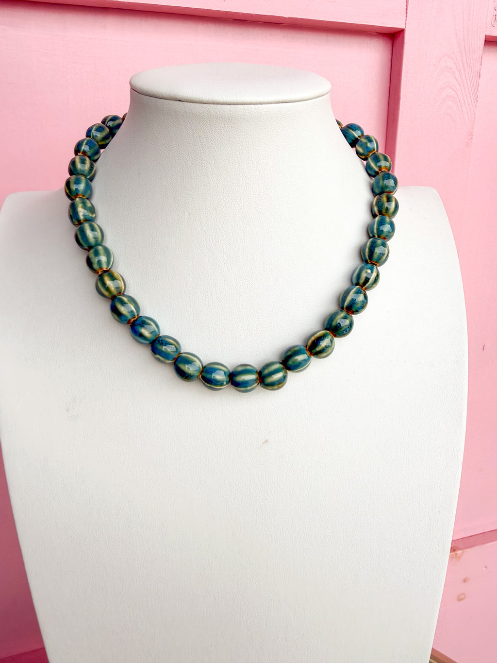 LOVE LEMON LANE | Glazed Ceramic Bead Necklace - Teal