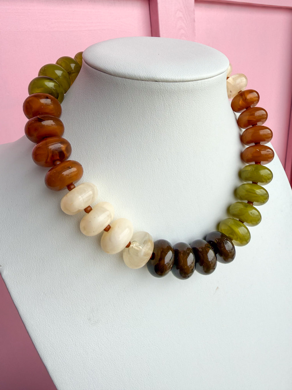 LOVE LEMON LANE | Multicolor Chunky Rondelle Bead Necklace - Neutral Multi