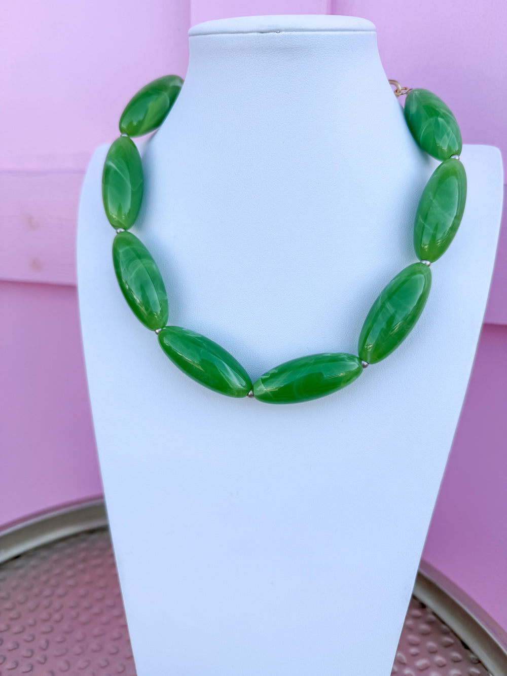 Catherine Glossy Collar Necklace - Green