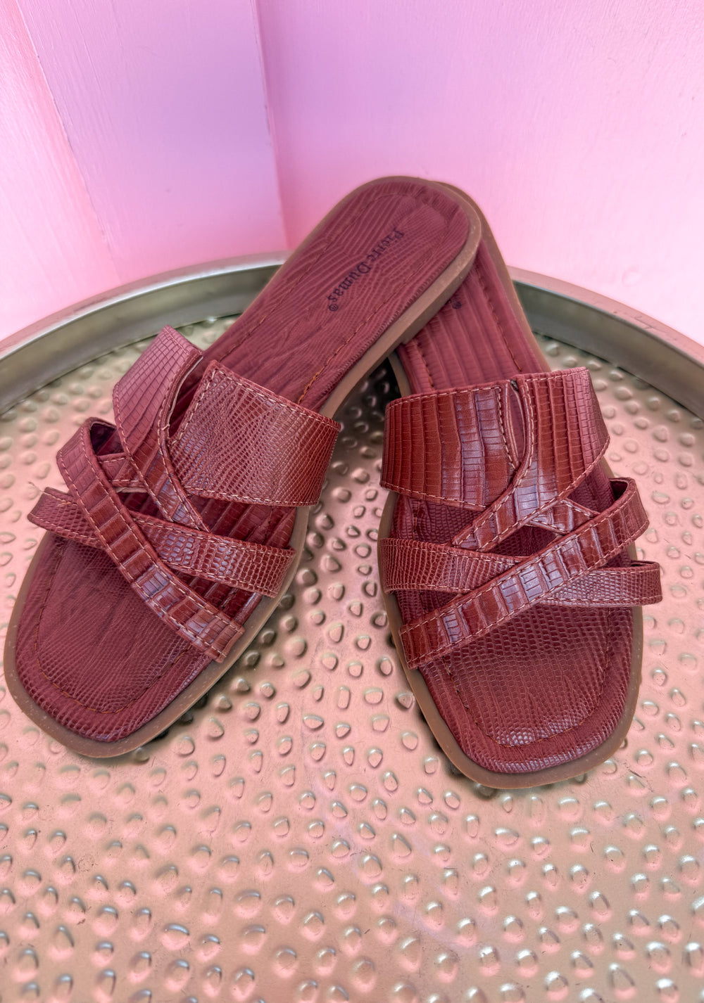 Crossways Sandals - Cognac Croc