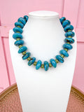 LOVE LEMON LANE| XL Rondelle Bead Necklace - Turquoise & Green