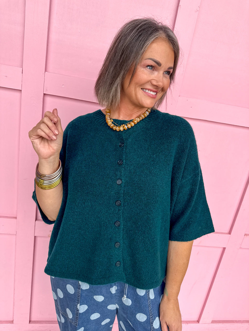 Easy Choice Bell Sleeve Cardigan - Hunter Green
