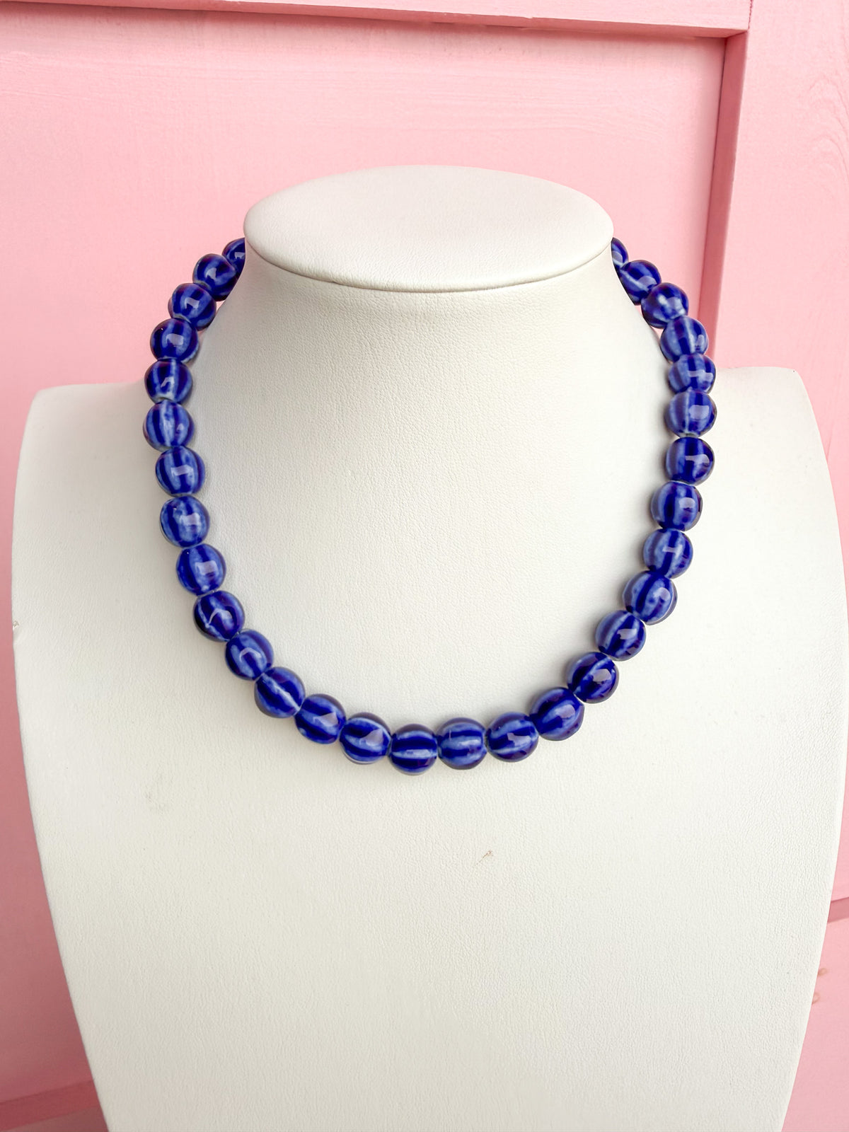 LOVE LEMON LANE | Glazed Ceramic Bead Necklace - Blue