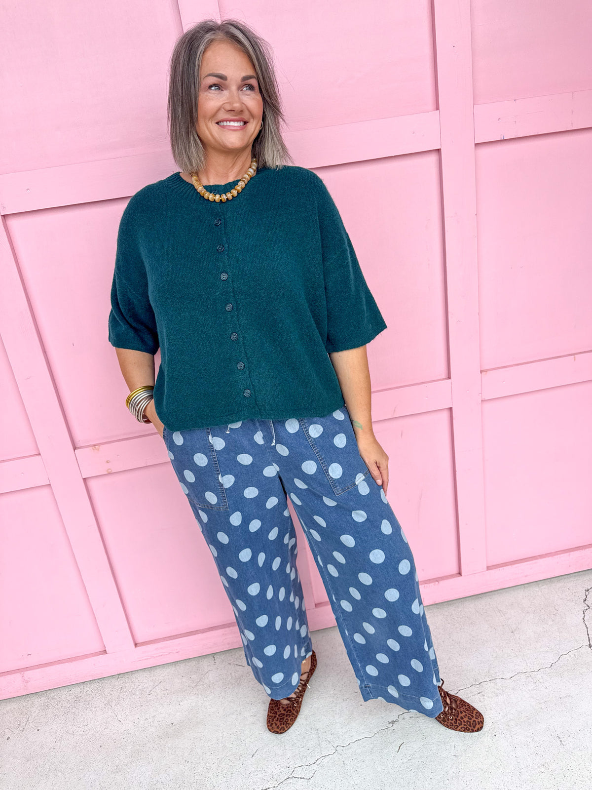 Easy Choice Bell Sleeve Cardigan - Hunter Green