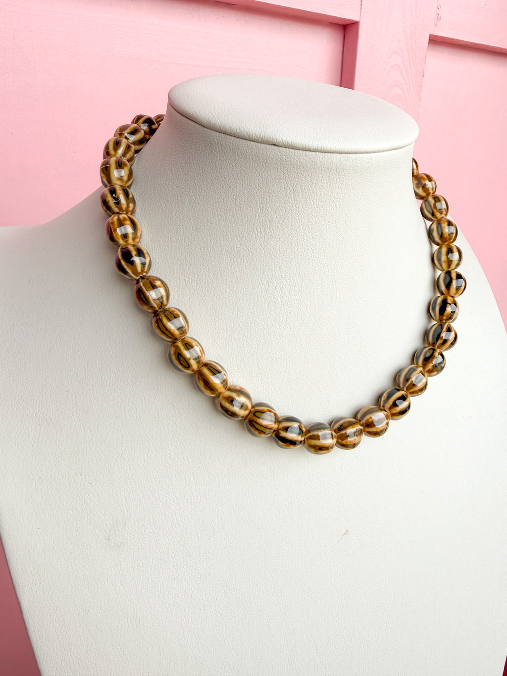 LOVE LEMON LANE | Glazed Ceramic Bead Necklace - Brown