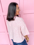 Easy Choice Bell Sleeve Cardigan - Pink Stripe