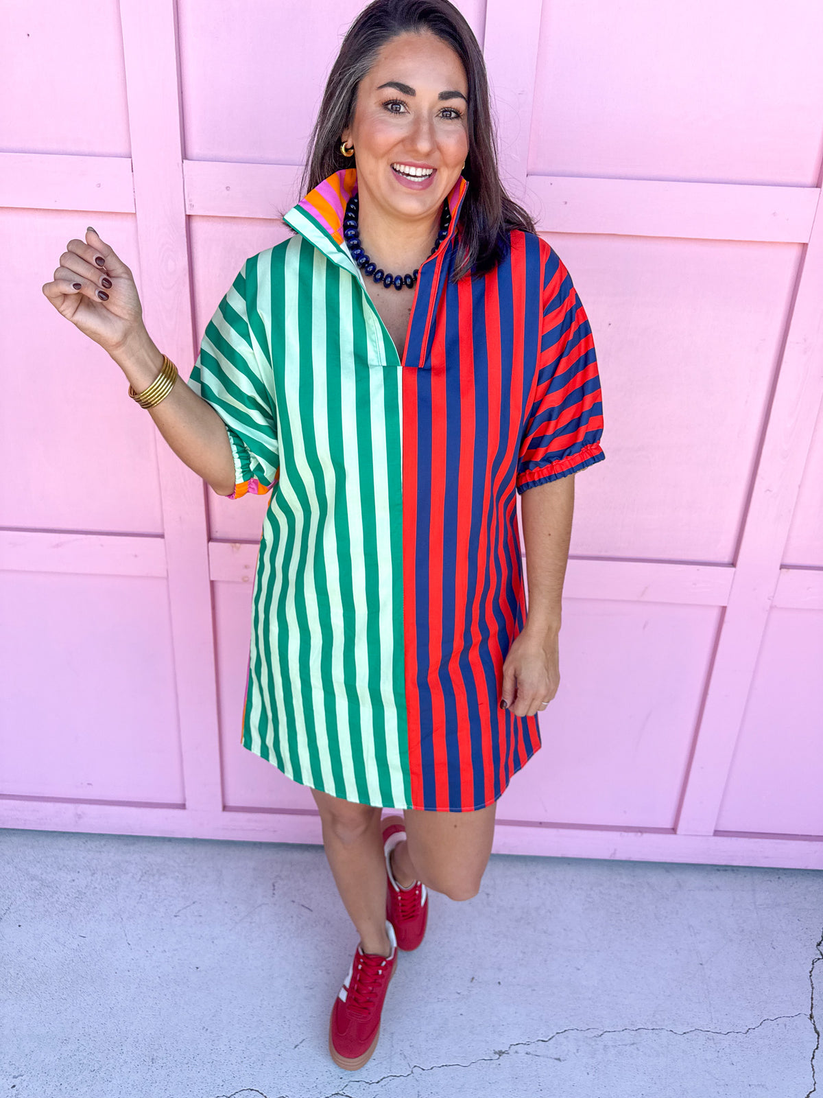 ADRIENNE | Charlotte Dress - Multi Stripe
