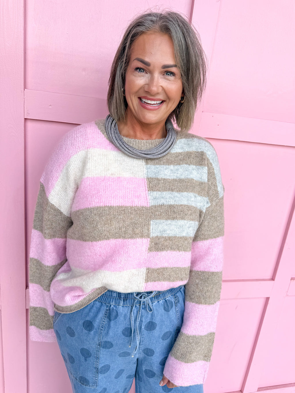 Cozy Lines Sweater - Pink
