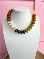 LOVE LEMON LANE | Multicolor Chunky Rondelle Bead Necklace - Neutral Multi