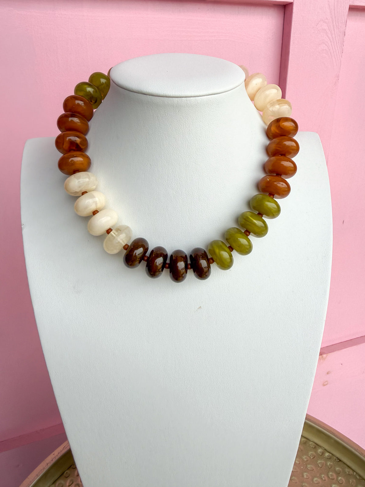 LOVE LEMON LANE | Multicolor Chunky Rondelle Bead Necklace - Neutral Multi