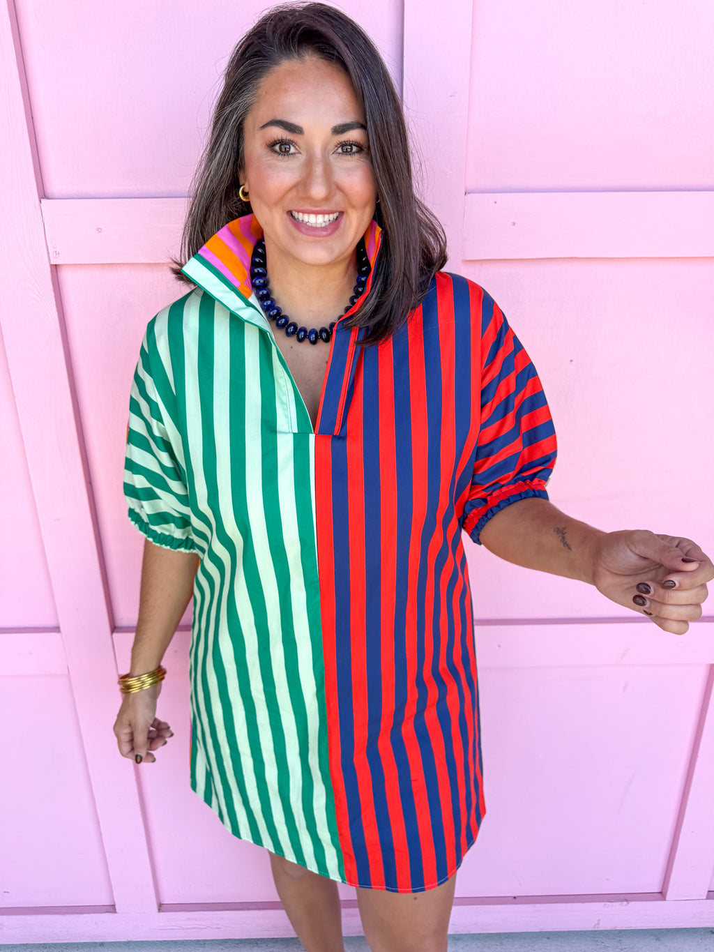 ADRIENNE | Charlotte Dress - Multi Stripe