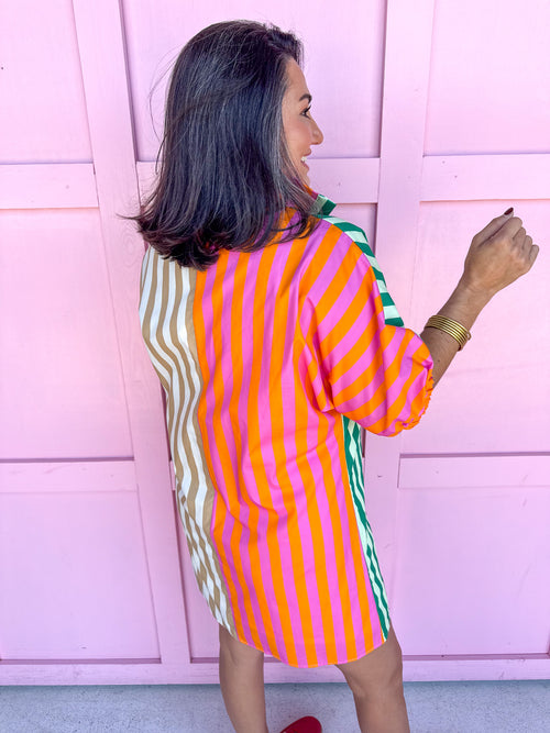 ADRIENNE | Charlotte Dress - Multi Stripe