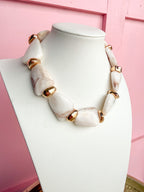 LOVE LEMON LANE | Marbled Stone Statement Necklace - Ivory
