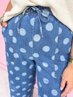 JINCY'S | CROP - Polka Dot Pants - Medium Wash - PREORDER