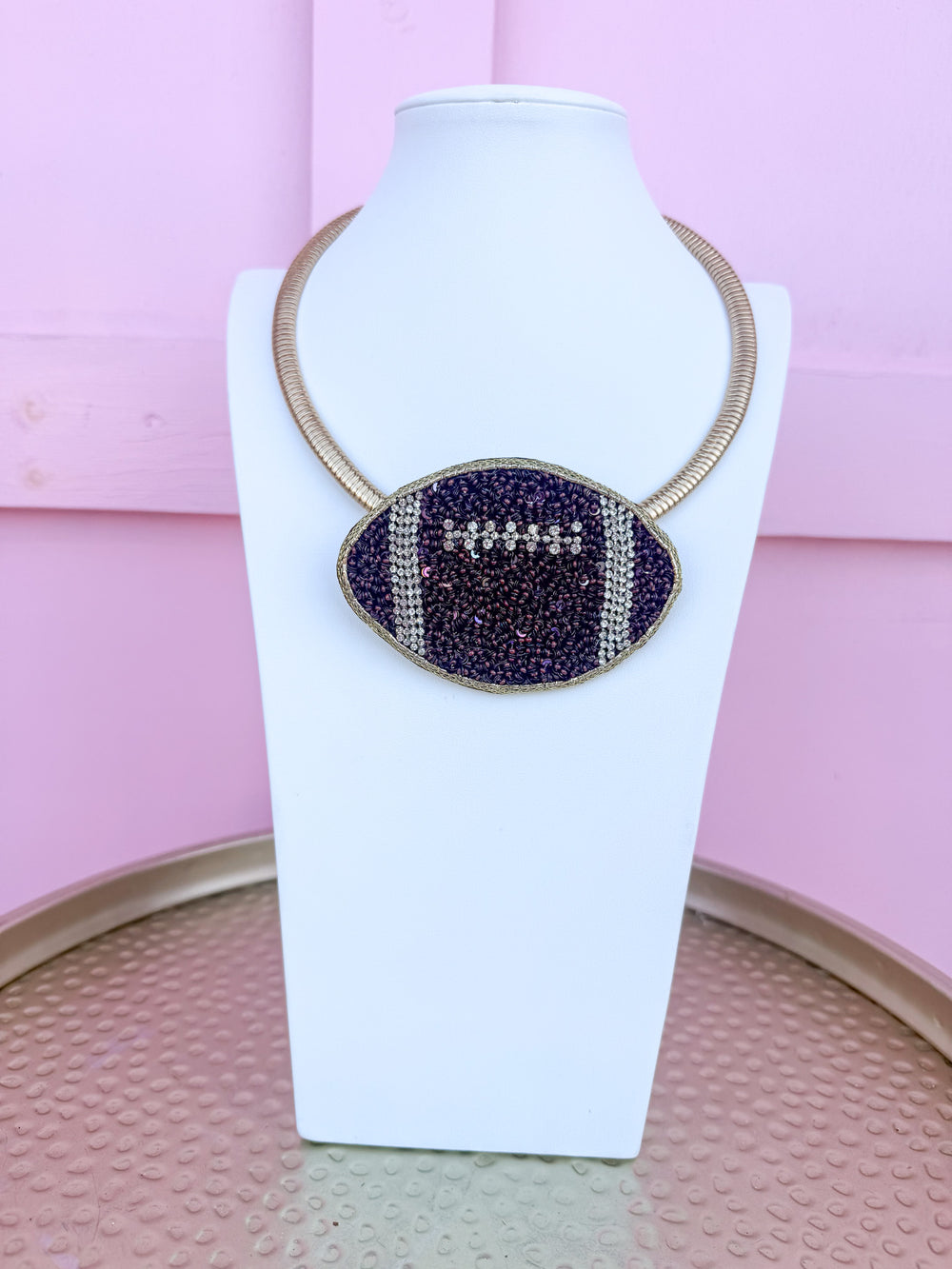 Beaded Football Statement Necklace