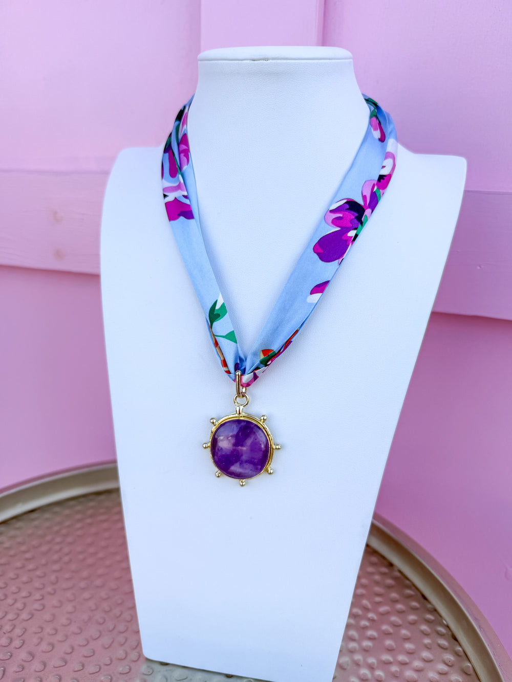 Hart Designs | Berry Bloom Natural Gemstone Pendant Twilly Necklace