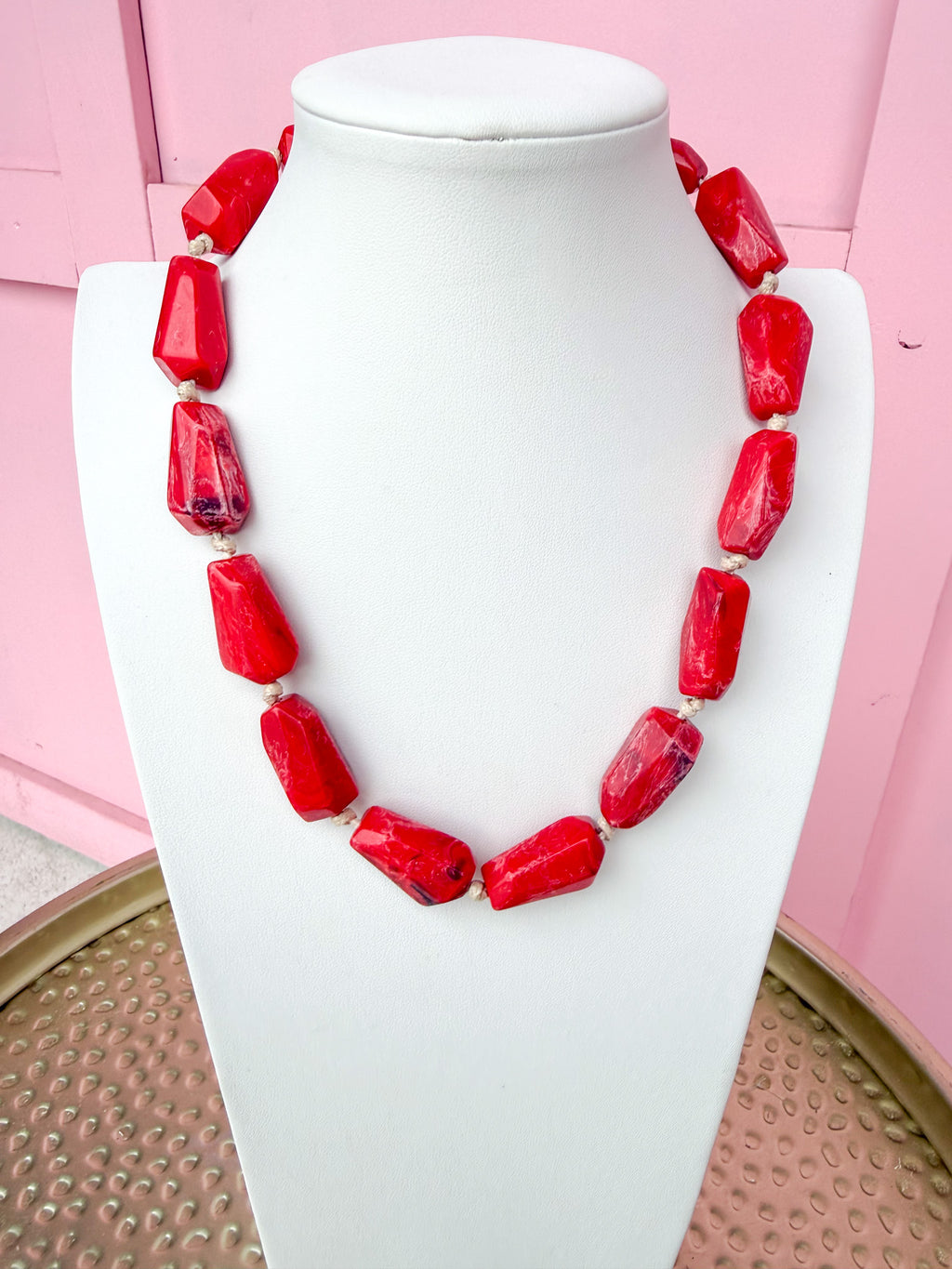 LOVE LEMON LANE | Faceted Bead Necklace - Red