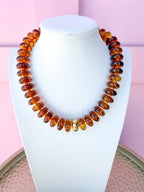 LOVE LEMON LANE | Round Disc Beaded Necklace - 20mm - Tortoise