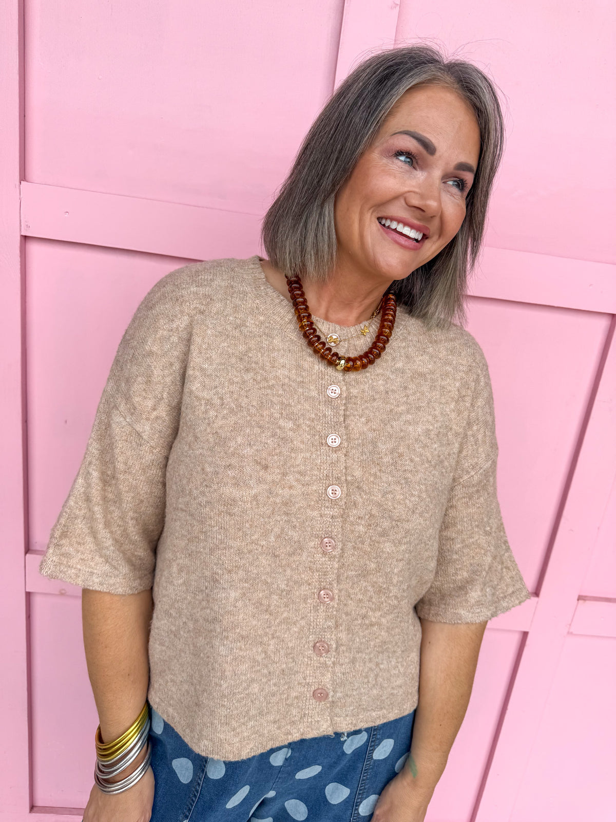 Easy Choice Bell Sleeve Cardigan - Heather Mocha