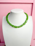 LOVE LEMON LANE | Marbled Cylinder Bead Necklace - Lime