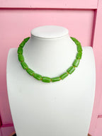 LOVE LEMON LANE | Marbled Cylinder Bead Necklace - Lime