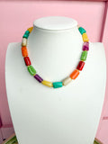 LOVE LEMON LANE | Marbled Cylinder Bead Necklace - Multi
