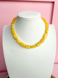 LOVE LEMON LANE | Marbled Cylinder Bead Necklace - Yellow
