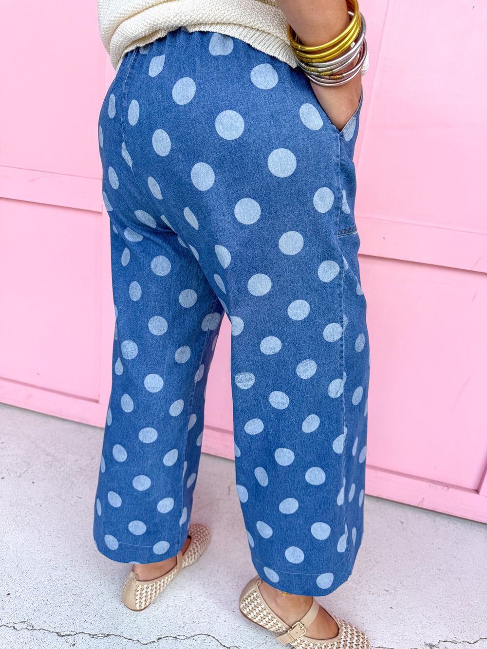JINCY'S | CROP - Polka Dot Pants - Medium Wash - PREORDER