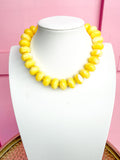 LOVE LEMON LANE | Chunky Marbled Rondelle Necklace - Yellow