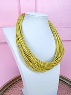 Leatherette Multi Strand Necklace - Limoncello