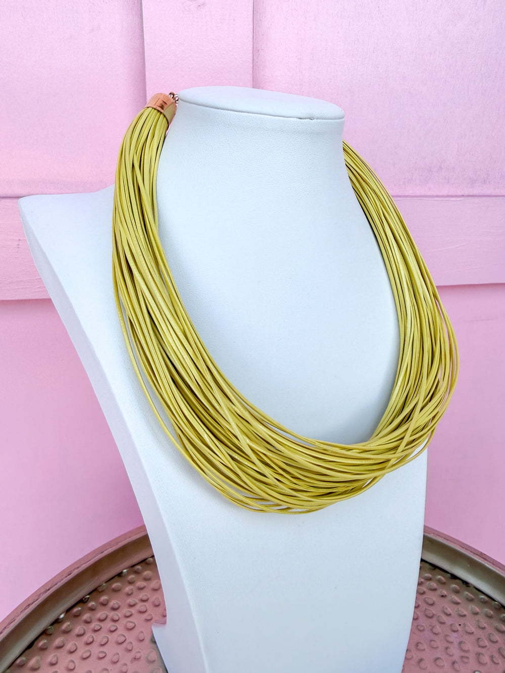 Leatherette Multi Strand Necklace - Limoncello