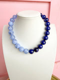 LOVE LEMON LANE | Colorblock Round Bead Necklace - Blue/Light Blue