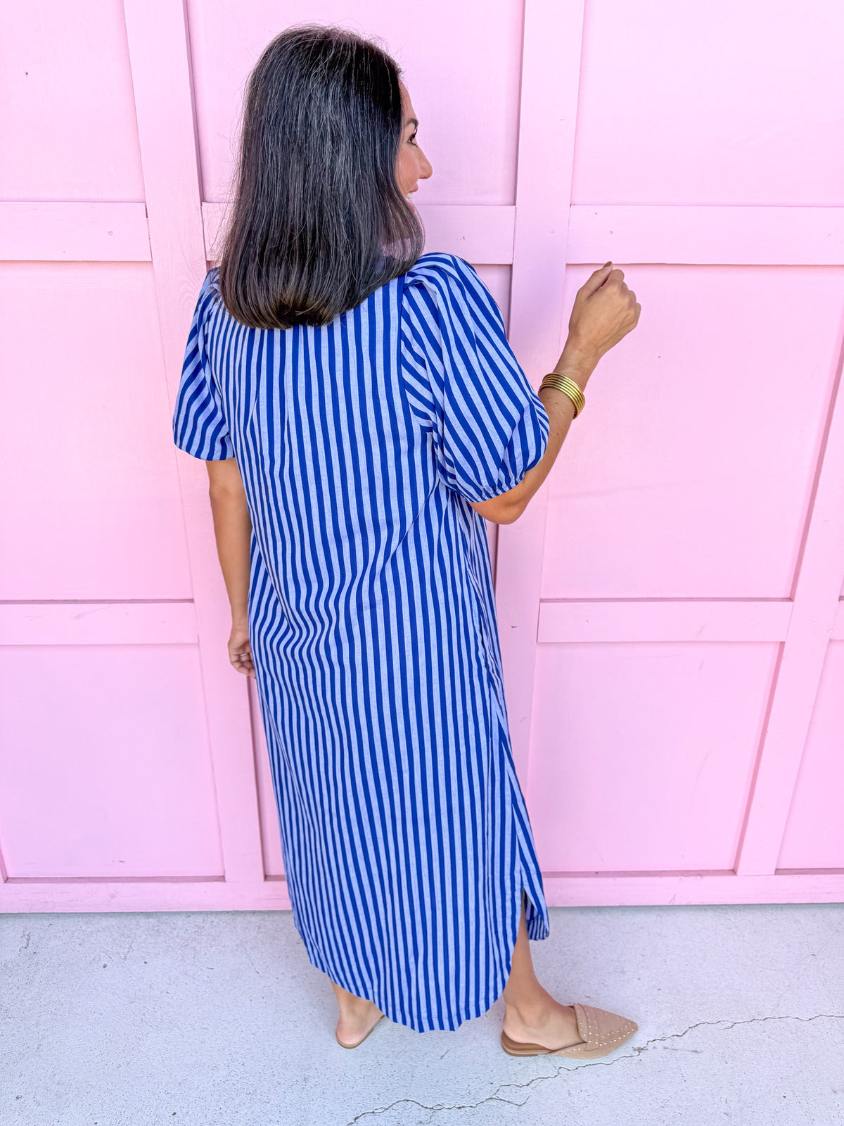 Savannah Stripe Dress - Navy