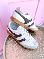 Gola | Torpedo Leather Sneakers - Off White/Dark Brown/Gold