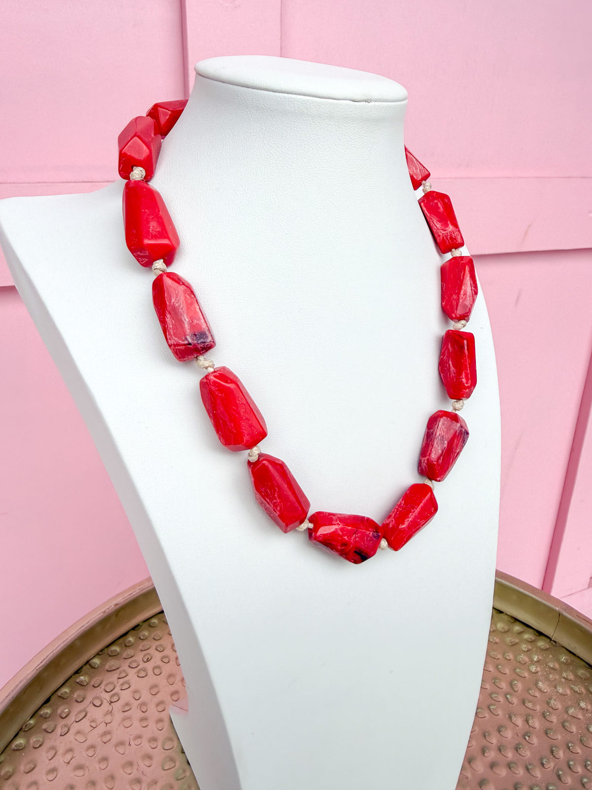 LOVE LEMON LANE | Faceted Bead Necklace - Red
