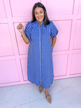 Savannah Stripe Dress - Navy