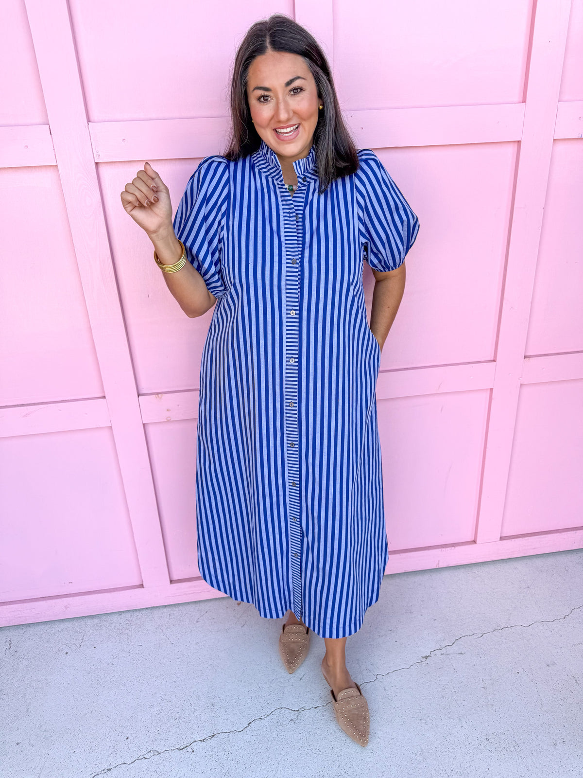 Savannah Stripe Dress - Navy