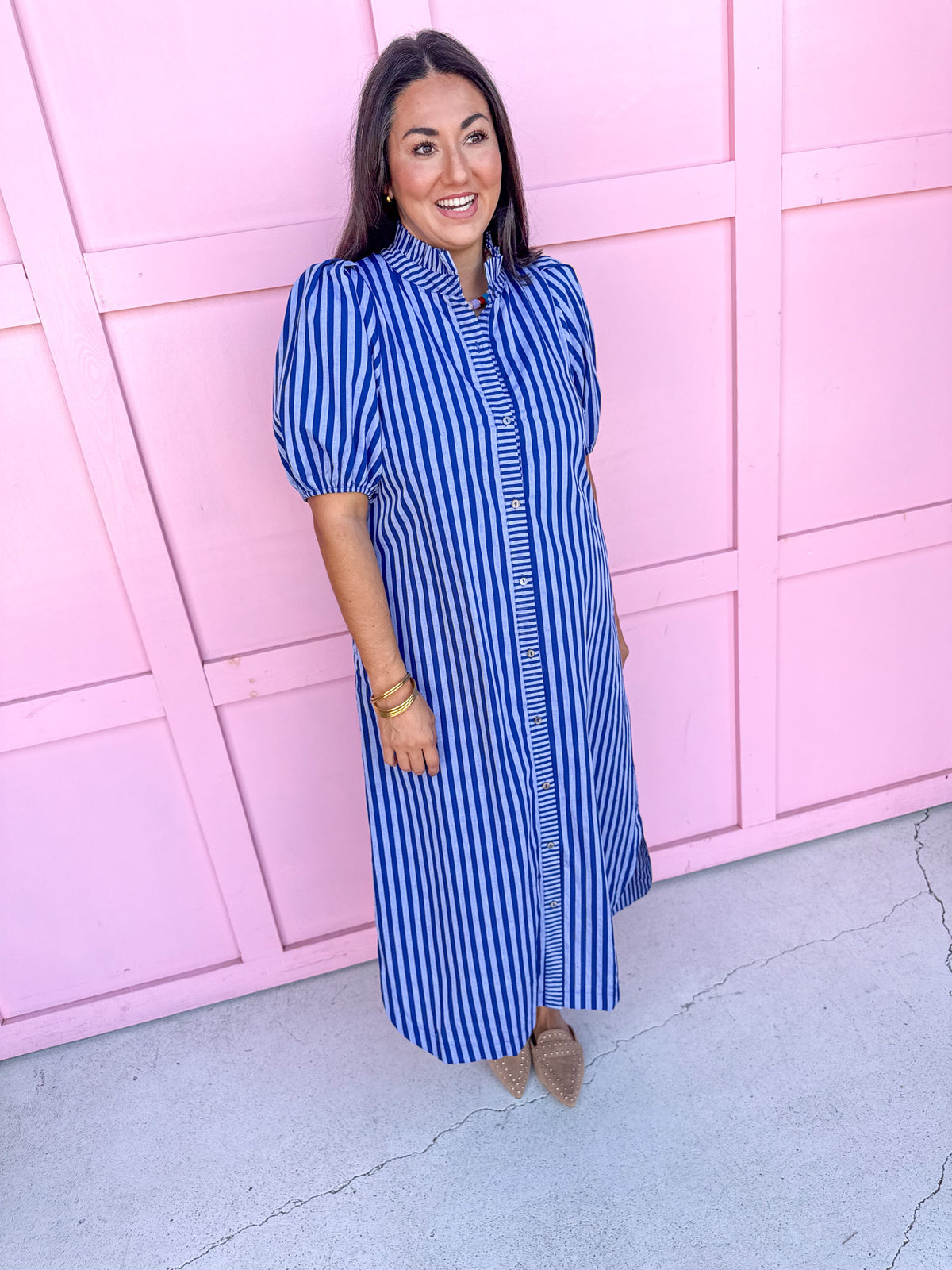 Savannah Stripe Dress - Navy