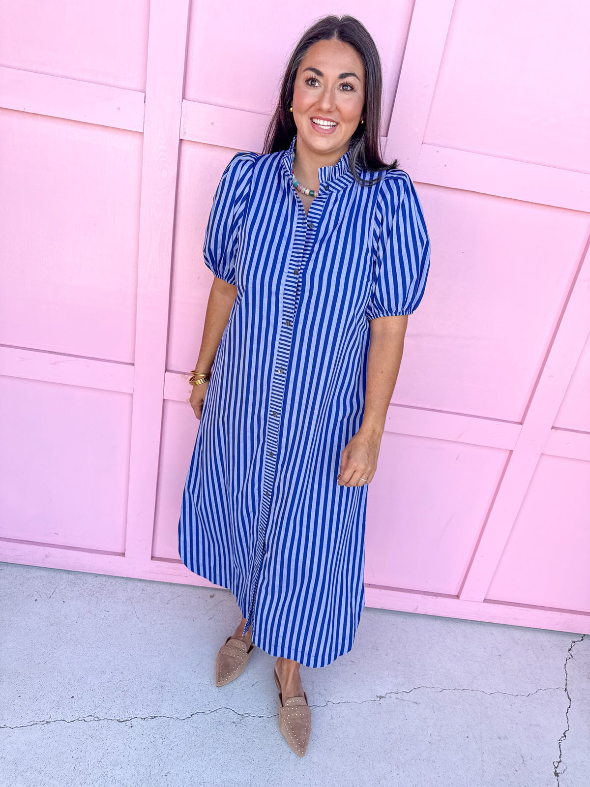 Savannah Stripe Dress - Navy