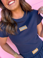 Scarlet & Gold | Raegan Ribbed Baby Tee - Navy - Hail Southern®